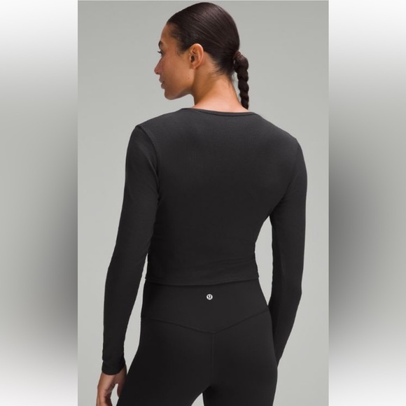 Wrap-Front Ribbed Long Sleeve Top - Picture 3 of 9